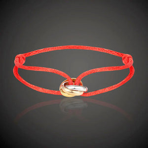Adjustable Rope Braided Bracelet with Three Rings