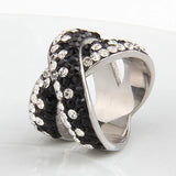 Crystal Stainless Steel Rings for Women, Three Row & Clear Design