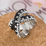 Crystal Stainless Steel Rings for Women, Three Row & Clear Design