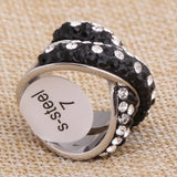 Crystal Stainless Steel Rings for Women, Three Row & Clear Design