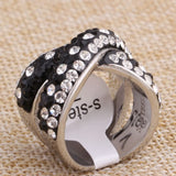 Crystal Stainless Steel Rings for Women, Three Row & Clear Design
