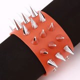 Cuspidal Spikes Stud Wide Cuff Leather Punk Gothic Bracelet