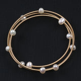 3-Row Natural Pearl Beads Bangle Bracelet