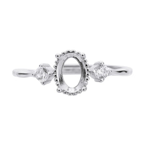 Three Stone Oval Prong Ring Settings Rose Plated