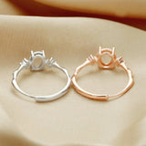 Three Stone Oval Prong Ring Settings Rose Plated