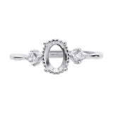 Three Stone Oval Prong Ring Settings Rose Plated