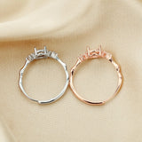 Three Stone Oval Prong Ring Settings Rose Plated