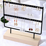 Earring Holder Jewelry Display Stand with Wooden Base
