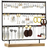 Earring Holder Jewelry Display Stand with Wooden Base