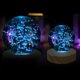 Round LED Display Base USB Plug Wooden Stand DIY Art Home Decor