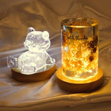Round LED Display Base USB Plug Wooden Stand DIY Art Home Decor