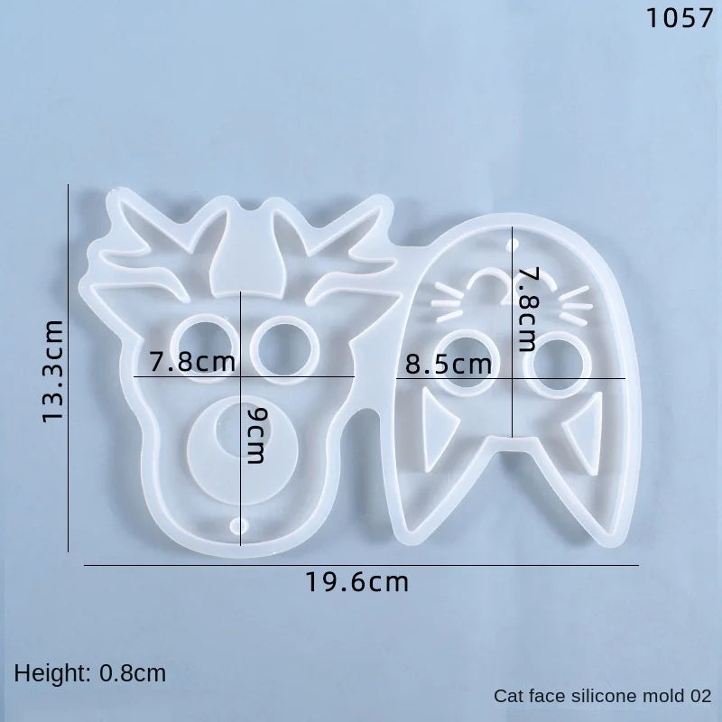 Three-chain Cat Face Silicone Mold for Resin DIY Jewelry Self-Defense Keychain