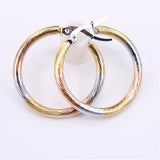 Smooth Stainless Steel Hoop Earrings Set 3mm Multiple Sizes LH934