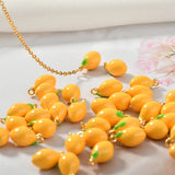 3D Lemon Drop Oil Pendant Copper Plated 18K DIY Ornament