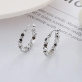 Polygonal Cut Surface Geometric Earrings Silver Square Beaded Ear Buckles