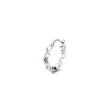 Polygonal Cut Surface Geometric Earrings Silver Square Beaded Ear Buckles