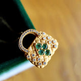 3D Craft Emerald Gemstone Pendant Women's Necklace Chinese Gold-Plated Jewelry