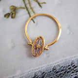 3D Craft Silver Inlaid Amethyst Oval Hollow Adjustable Ring