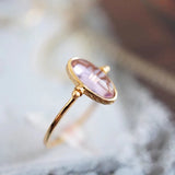 3D Craft Silver Inlaid Amethyst Oval Hollow Adjustable Ring