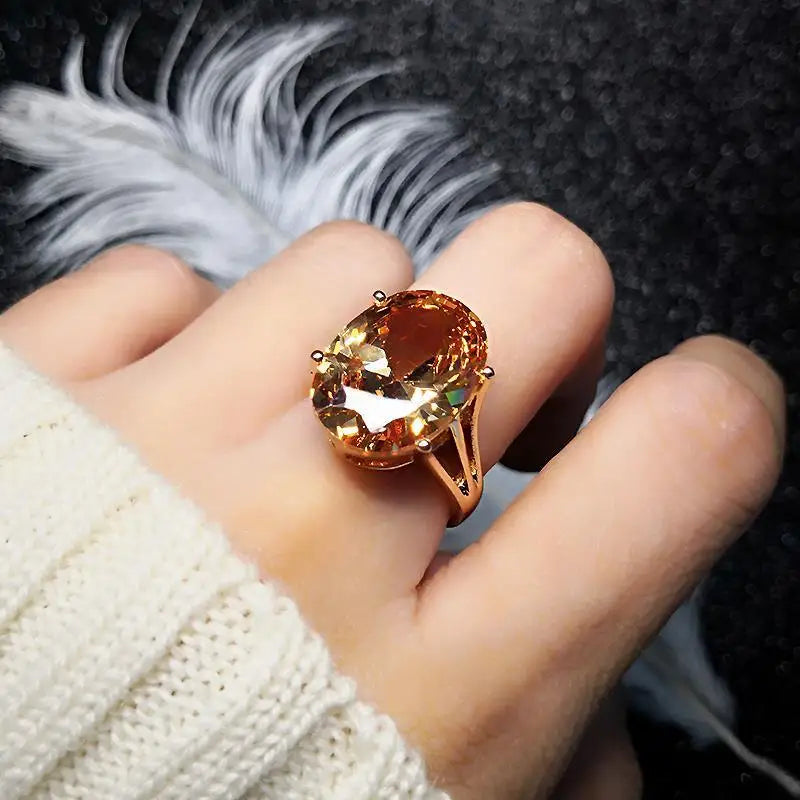 Oversized Citrine Ring Silver Palace Jewelry