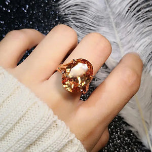 Oversized Citrine Ring Silver Palace Jewelry