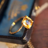 3D Silver Citrine Square Ring - Women's Jewelry