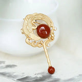 3D Silver Inlaid Red Tourmaline Brooch Charm