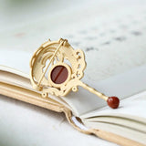 3D Silver Inlaid Red Tourmaline Brooch Charm