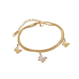 3D Frosted Butterfly Pendant Titanium Steel Bracelet
