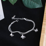 3D Frosted Butterfly Pendant Titanium Steel Bracelet