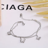 3D Frosted Butterfly Pendant Titanium Steel Bracelet