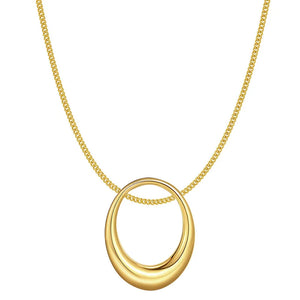 3D Geometry Ellipse Water Drop Pendant Necklace Steel Non-Fading