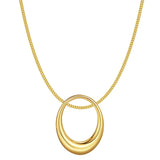 3D Geometry Ellipse Water Drop Pendant Necklace Steel Non-Fading