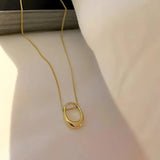 3D Geometry Ellipse Water Drop Pendant Necklace Steel Non-Fading