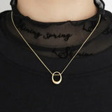 3D Geometry Ellipse Water Drop Pendant Necklace Steel Non-Fading