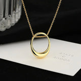 3D Geometry Ellipse Water Drop Pendant Necklace Steel Non-Fading