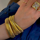 Three Layered Spring Bangles Stainless Steel Wide Thick Bangles