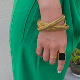 Three Layered Spring Bangles Stainless Steel Wide Thick Bangles
