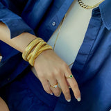 Three Layered Spring Bangles Stainless Steel Wide Thick Bangles