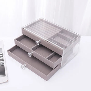 3-Layer Plastic Jewelry Box Organizer Display Holder