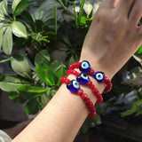 3-Piece Freshwater Pearl Crystal Bead Evil Eye Bracelet
