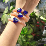 3-Piece Freshwater Pearl Crystal Bead Evil Eye Bracelet