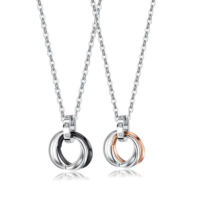 Three-ring Pendant Titanium Steel Necklace Men's Sweater Chain