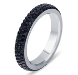 3-Row Clear Crystal Stainless Steel Wedding Rings for Women Jewelry