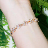 ThreeGraces Sparkling CZ 585 Geometric Chain Bracelet for Women