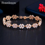 ThreeGraces Sparkling CZ 585 Geometric Chain Bracelet for Women