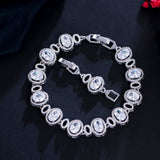 ThreeGraces Green CZ Geometric Link Chain Bracelet for Women BR179