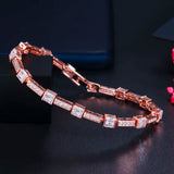 Green CZ Rose Geometric Tennis Bracelet Women Party Jewelry