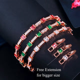 Green CZ Rose Geometric Tennis Bracelet Women Party Jewelry