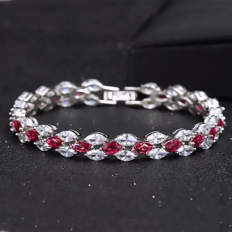 ThreeGraces CZ Bracelet Silver Marquise Cut Crystal for Women